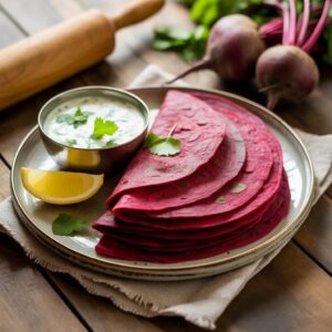 Beetroot Paratha with Mint Curd Dip