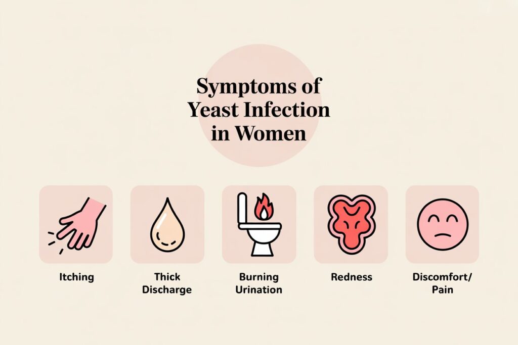 symptoms of yeast infection in women